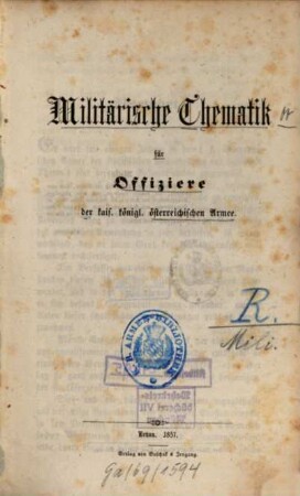 Militärische Thematik für Offiziere der kais. königl. österreichischen Armee