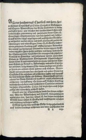 Als der hoichwirdigst Churfürst und herre/ herre Herman Ertzbischoff zu Cöllen ... mein gnedigster herre/ aus ursachen dere hoichbeschwerlichen und verderblichen zertrennung und zweyspalts ...