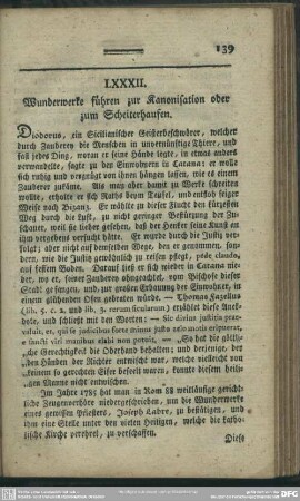 LXXXII. Wunderwerke führen zur Kanonisation oder zum Scheiterhaufen