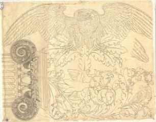 Lange, Ludwig; Lange - Archiv: I.5 Griechisch-römischer Stil - Kapitell, Adler u. florales Ornament mit Vögeln (Ansichten)