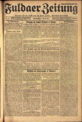 Erste Ausgabe vom Donnerstag, den 07. April 1927.