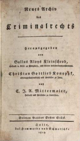 Neues Archiv des Criminalrechts. 3, 3. 1819