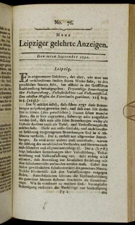 No. 76. Den 20ten September 1790.