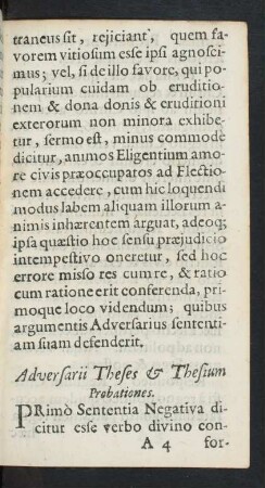 Adversarii Theses & Thesium Probationes.