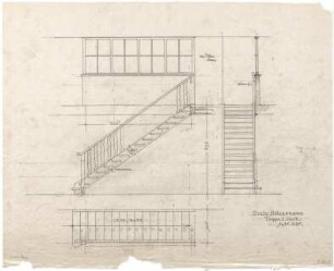 Döllgast, Hans; Amerang (Bayern); Haus Stein - Treppe 2. Stock (Grundriss; Ansicht)