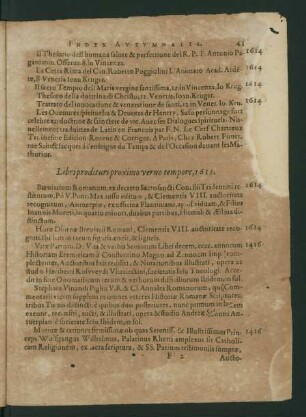 Libri prodituri proximo verno tempore, 1615.