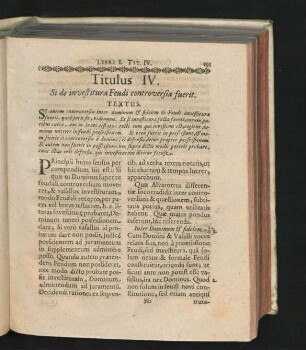 Titulus IV. Si de investitura Feudi controversia fuerit.
