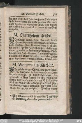 M. Wenceslaus Kleeblat.