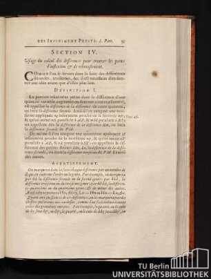 Section IV. Usage du calcul des différences pour trouver les points d'inflexion & de rebroußement.