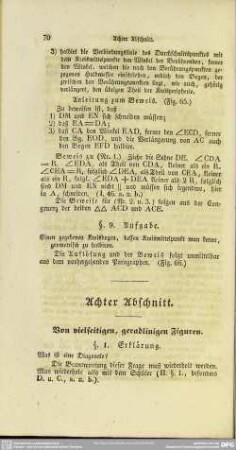 Achter Abschnitt. Von vielseitigen, geradlinigen Figuren