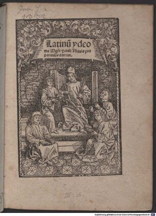 Latinum idioma pro parvulis : mit Widmungsbrief des Autors an den Rat von Chemnitz