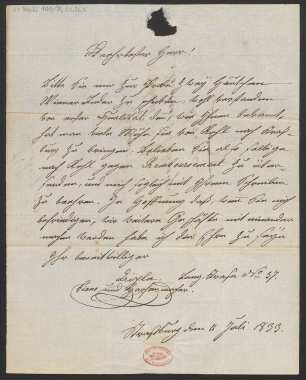 Brief an B. Schott's Söhne : 11.07.1833