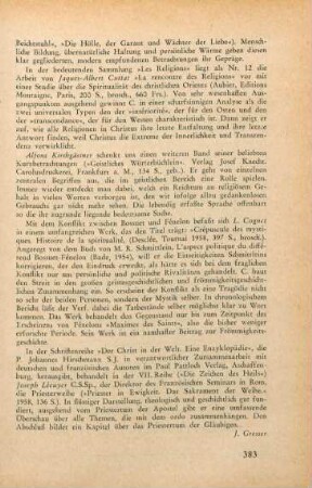 383 [Rezension] Lécuyer, Joseph, Priester in Ewigkeit