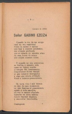 [Carta a] Señor Gabino Ezeiza