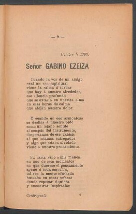 [Carta a] Señor Gabino Ezeiza