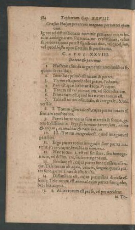 Caput XXVIII. De toto [et] partibus.