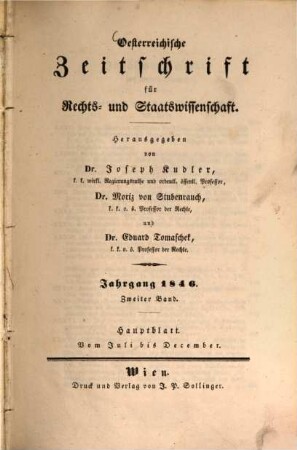 Österreichische Zeitschrift für Rechts- und Staatswissenschaft. 1846,2