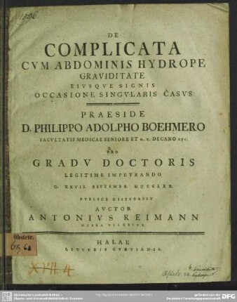 De Complicata Cum Abdominis Hydrope Graviditate Eiusque Signis Occasione Singularis Casus