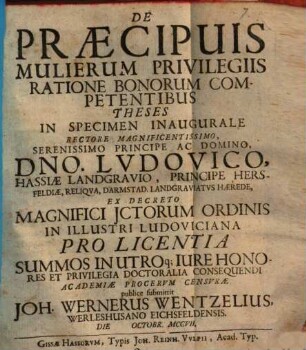 De praecipuis mulierum privilegiis ratione bonorum competentibus
