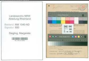 Entnazifizierung Margarete Siegling , geb. 15.02.1905 ()