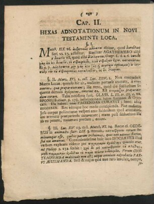 Cap. II. Hexas Adnotationum in Novi Testamenti Loca