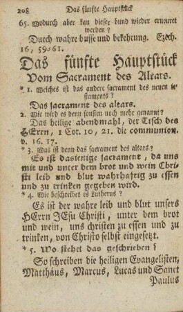 Das fünfte Hauptstück. Vom Sacrament des Altars