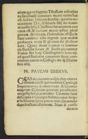 M. Paulus Eberus.