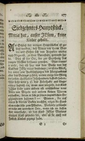 Siebzehntes Hauptstück. Maria hat, ausser Jesum, keine Kinder gehabt.