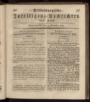 XLIV. Stück... den 4. November 1809 - XLVII. Stück... den 25. November 1809.
