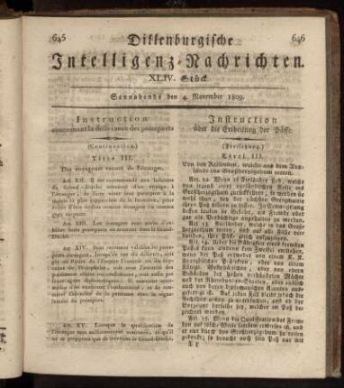 XLIV. Stück... den 4. November 1809 - XLVII. Stück... den 25. November 1809.