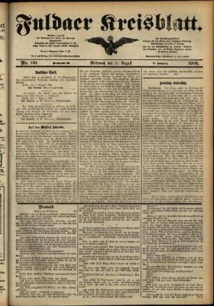 Ausgabe vom Mittwoch, den 11. August 1909.