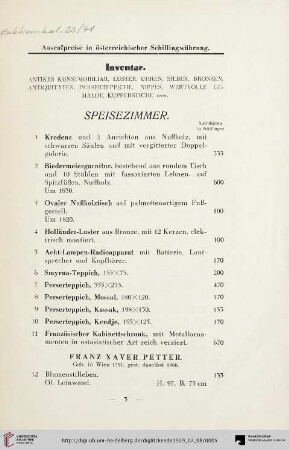 Inventar (Nr. 1-162)