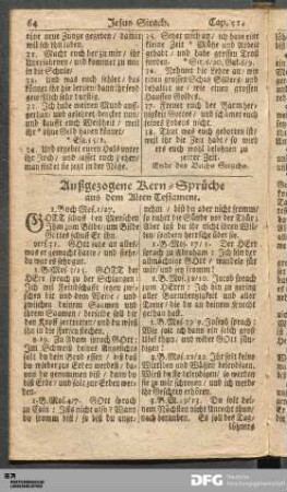 Außgezogene Kern-Sprüche aus dem Alten Testament.
