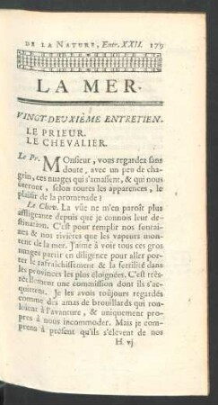 Vingt-deuxième Entretien. La Mer.