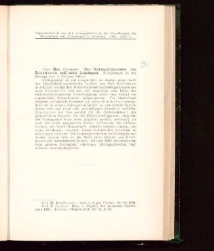 Das Saitengalvanometer von Einthoven und seine Leistungen : (Vorgetragen in der Sitzung vom 7. Februar 1905)