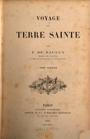 Voyage en Terre Sainte, 1