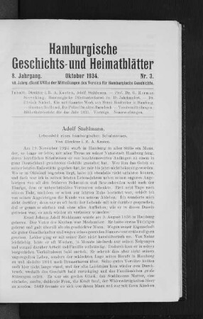 Adolf Stuhlmann. : Lebensbild eines hamburgischen Schulmannes.