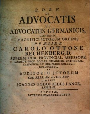De advocatis et advocatiis Germanicis
