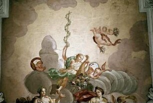 Hera, Athene, Aphrodite und Merkur mit dem goldenen Apfel der Eris