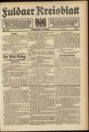 Ausgabe vom Freitag, den 01. Oktober 1915.