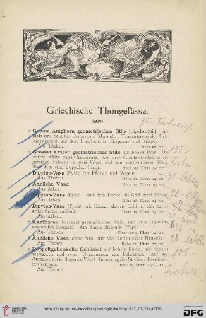 Griechische Thongefässe (Nr. 1 - 106)