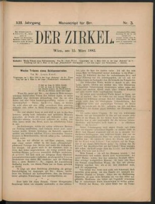 Nr. 3. Wien, am 15. März 1883.
