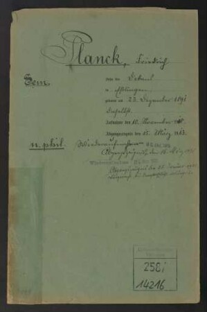 Planck, Friedrich * 23.12.1891