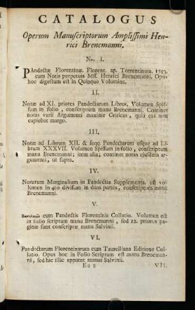 219-221, Catalogus. Operum Manuscriptorium Amplissimi Henrici Brencmanni