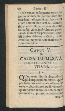 Caput V. De Causa Impulsiva Constituendae Civitatis.