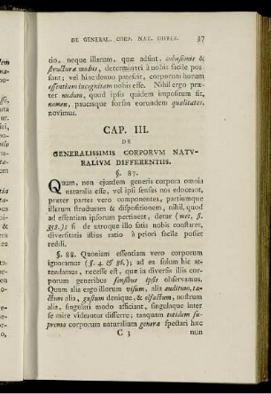 Cap. III. De generalissimis corporum naturalium differentiis.