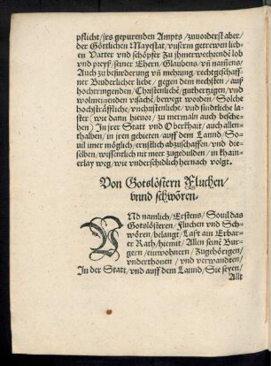 Von Gotslöstern Fluchen/ unnd schwören.