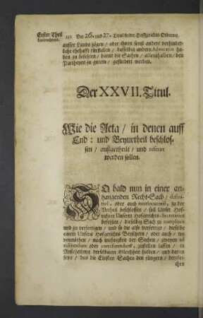 Der XXVII. Titul.