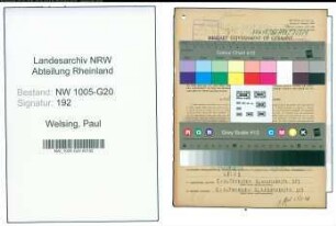 Entnazifizierung Paul Welsing , geb. 04.07.1885 (Schreiner)