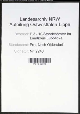 Heiratsregister Standesamt Preußisch Oldendorf